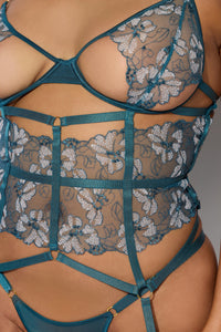 House of Desire Nova Blacklight Bustier Set in Blue 