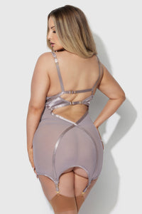 House of Desire Raquel Chemise Set in Grey 
