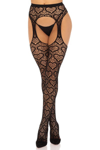 Leg Avenue Heart Net Suspender Panty Hose in Black  from SexyShoes.com