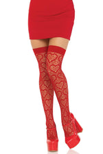 Heart Net Thigh High Stockings