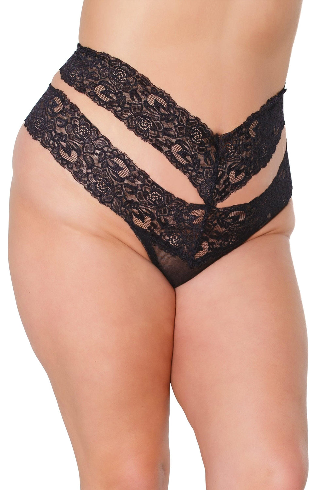 Coquette High Waist Thong in Black  from SexyShoes.com