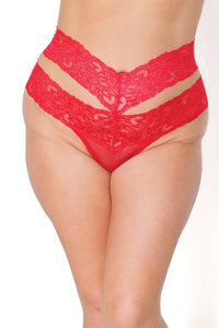 Coquette High Waist Thong in Red  from SexyShoes.com