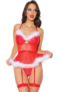 Coquette Holiday Bustier and G String in Red  from SexyShoes.com