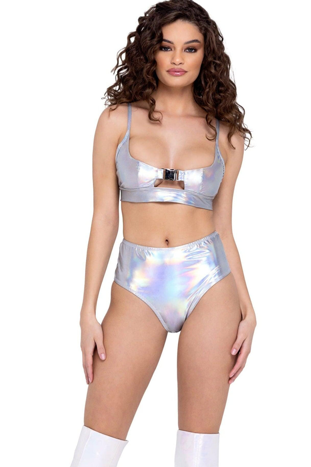 Hologram High-Waisted Shorts-Sexy Bottoms-SEXYSHOES.COM