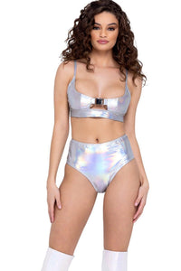 Hologram High-Waisted Shorts-Sexy Bottoms-SEXYSHOES.COM