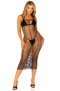 Horizontal Net Maxi Dress-Stripper Dresses-SEXYSHOES.COM