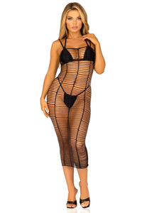 Leg Avenue Horizontal Net Maxi Dress in Black  from SexyShoes.com