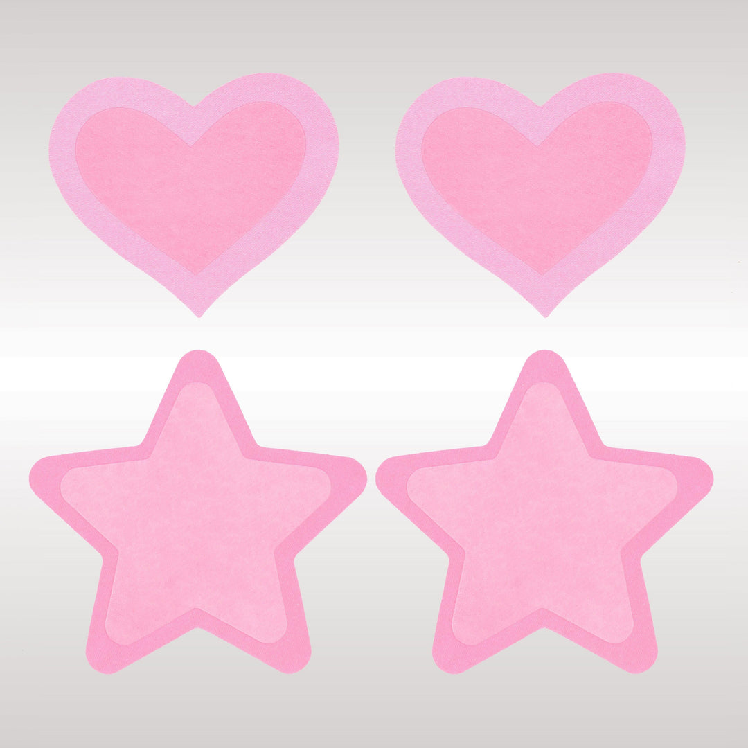 Peekaboo Pasties Hot Pink Glow In The Dark Hearts & Stars in Pink  from SexyShoes.com