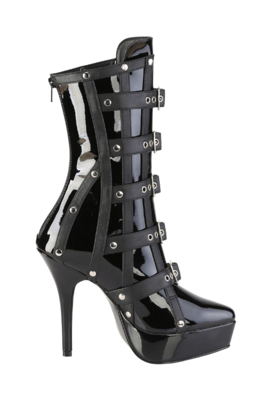 Devious INDULGE-1038 Ankle Boot in Black Patent