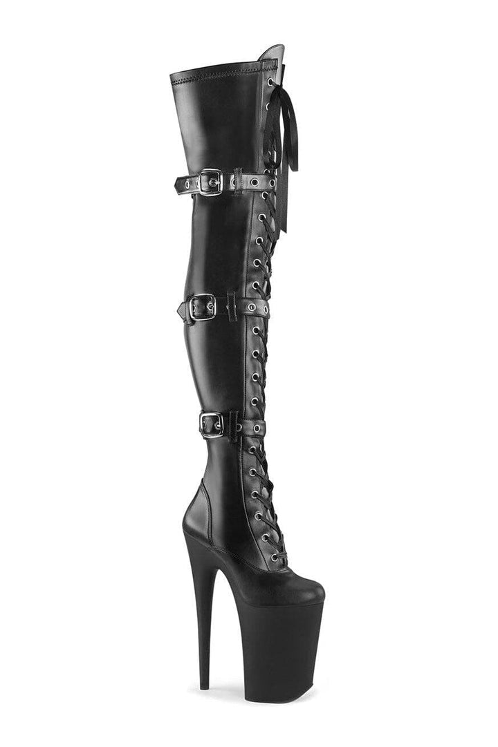 Pleaser Black Thigh Boots Platform Stripper Shoes | Buy at Sexyshoes.com