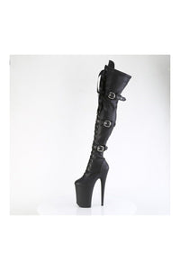 Pleaser INFINITY-3028 Black Patent Thigh Boot in Black Patent