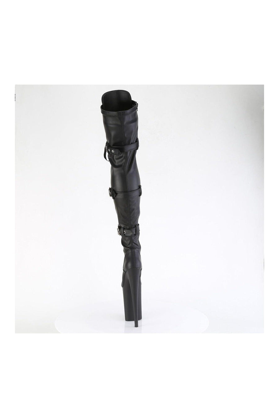 Pleaser INFINITY-3028 Black Patent Thigh Boot in Black Patent