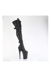 Pleaser INFINITY-3028 Black Patent Thigh Boot in Black Patent