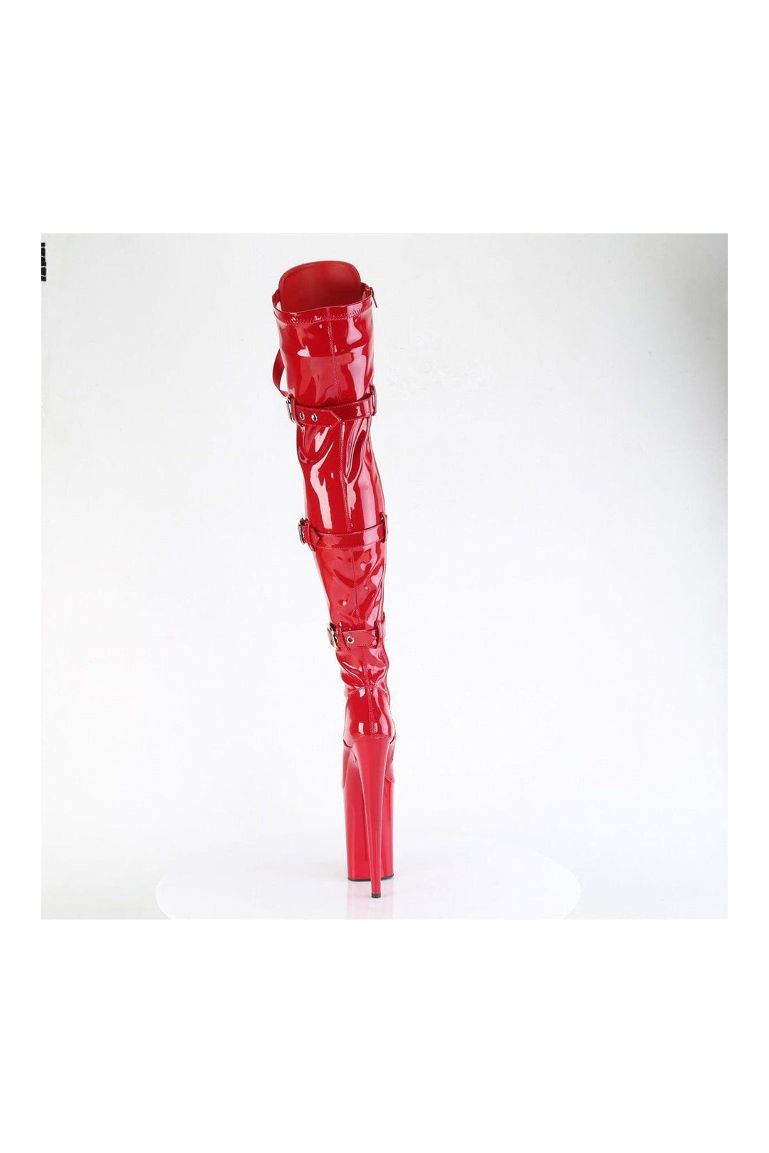 Pleaser INFINITY-3028 Red Patent Thigh Boot in Red Patent