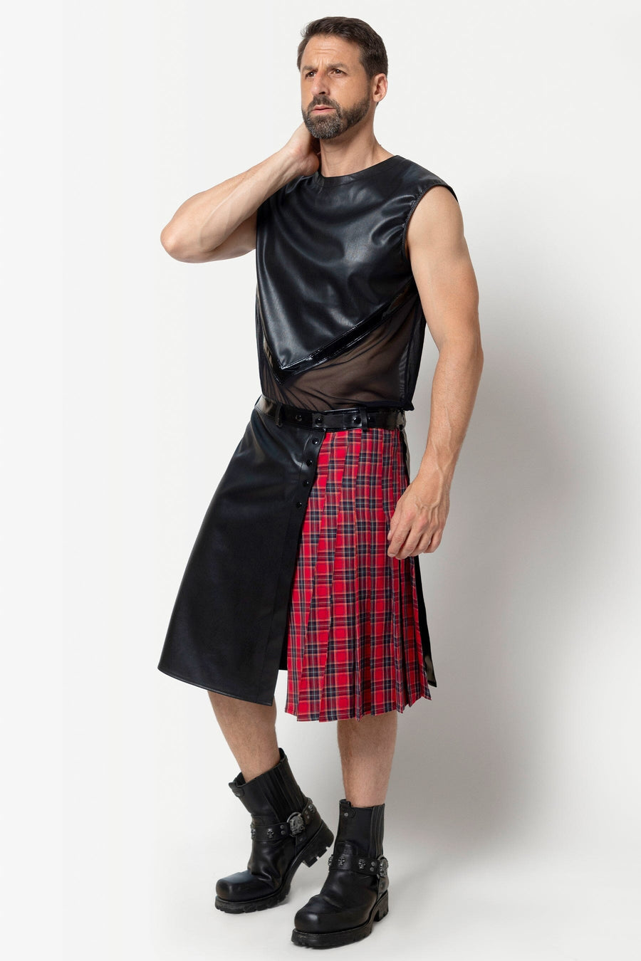 INGVALD Faux Leather Kilt-Fetish Accessories-SEXYSHOES.COM