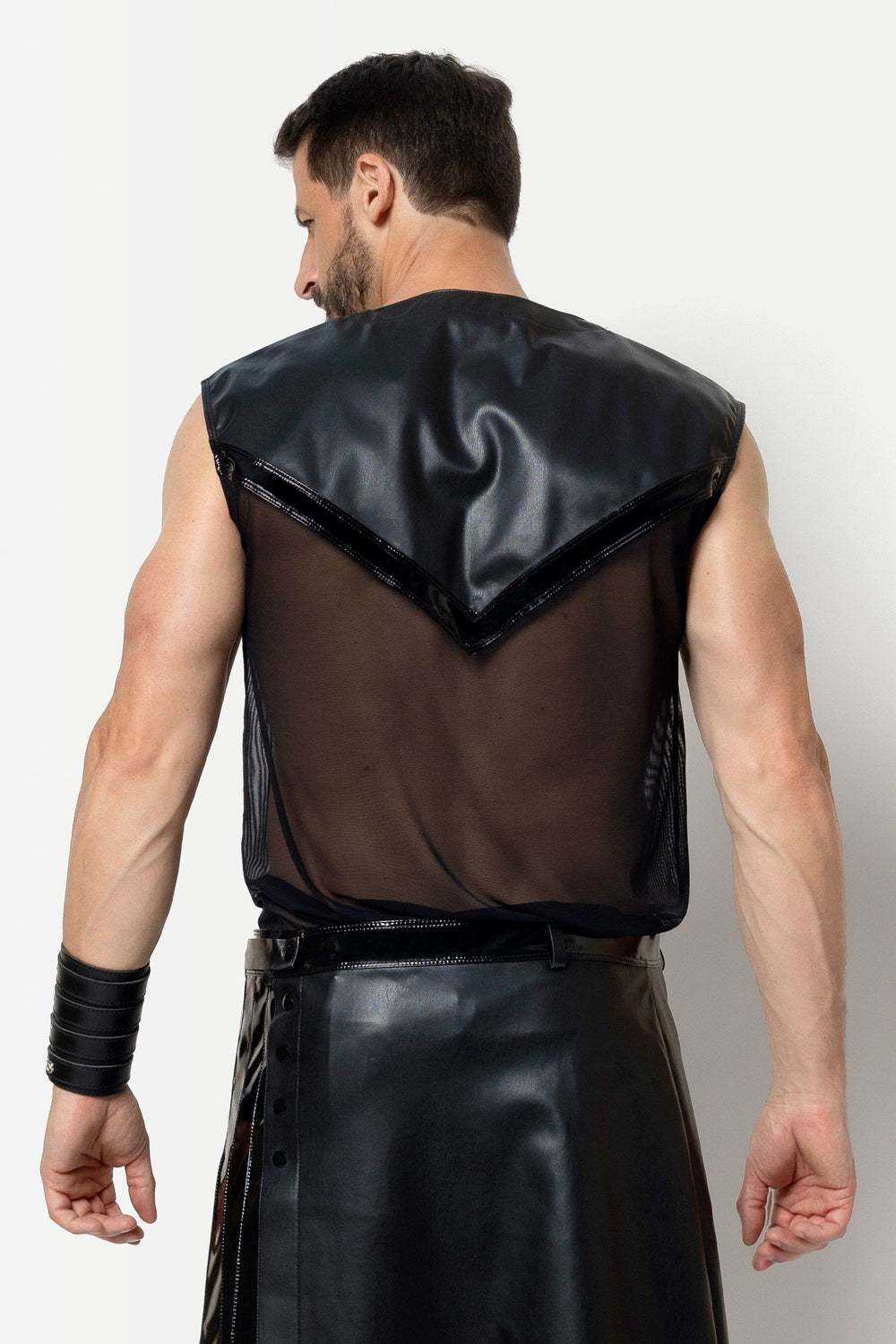 L'HOMME INGVALD Faux Leather Tank in Black 