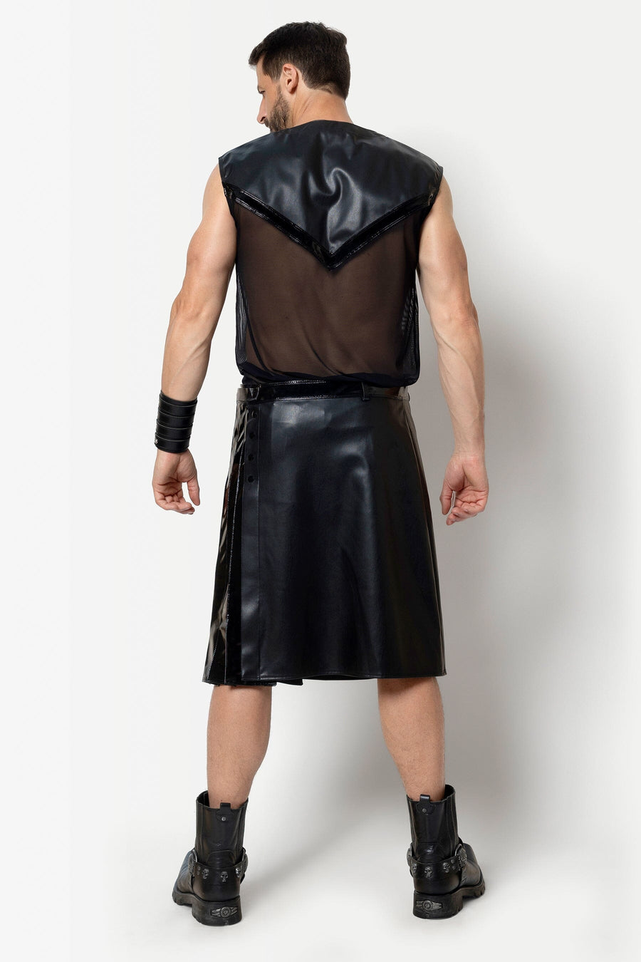 L'HOMME INGVALD Faux Leather Tank in Black 