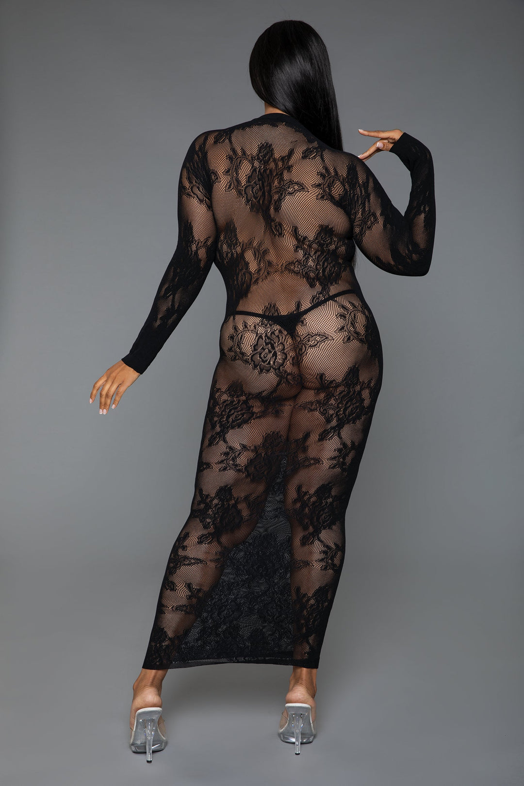 BeWicked Innocent Touch Lace Bodystocking Dress in black 