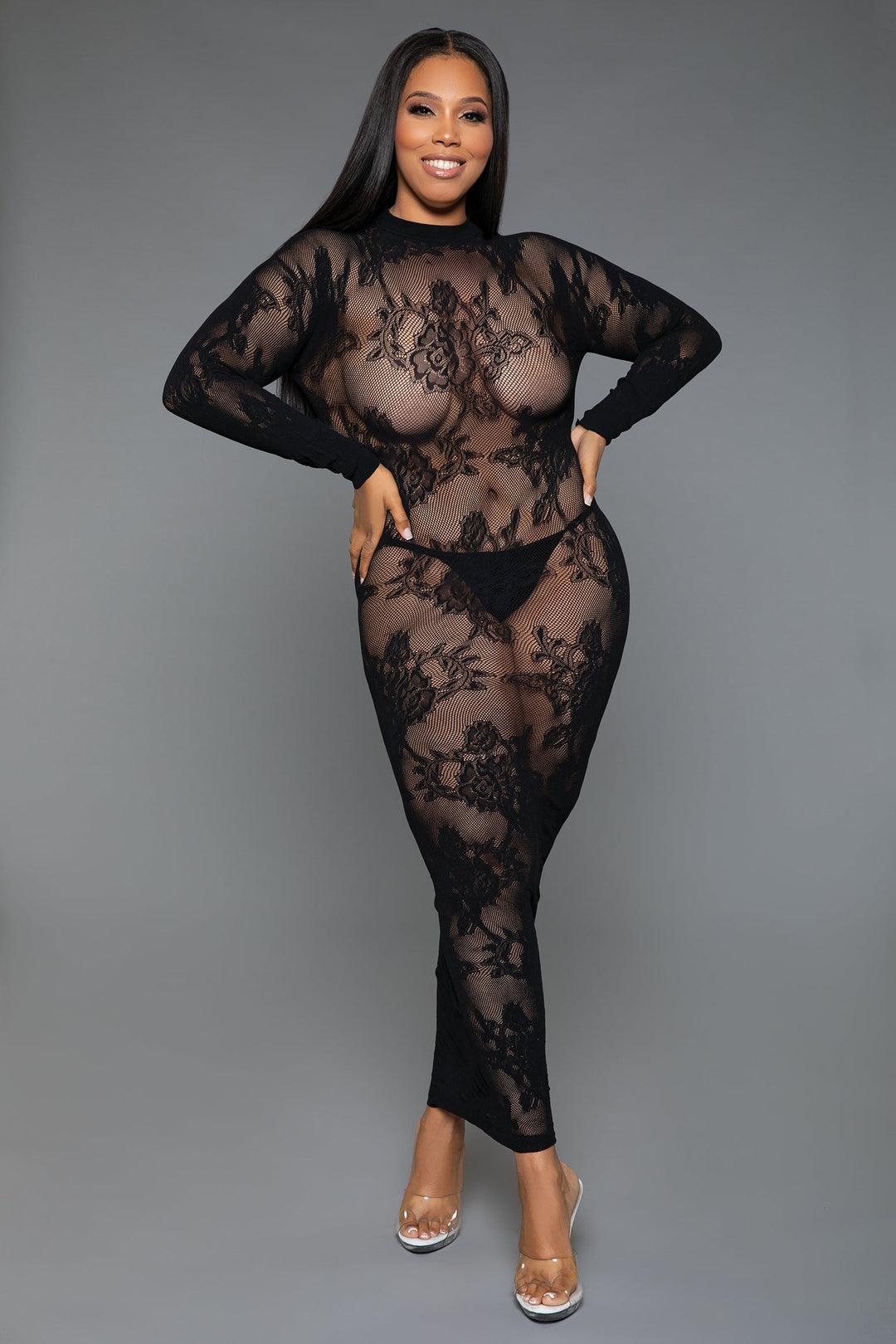 Innocent Touch Lace Bodystocking Dress-Stripper Dresses-SEXYSHOES.COM