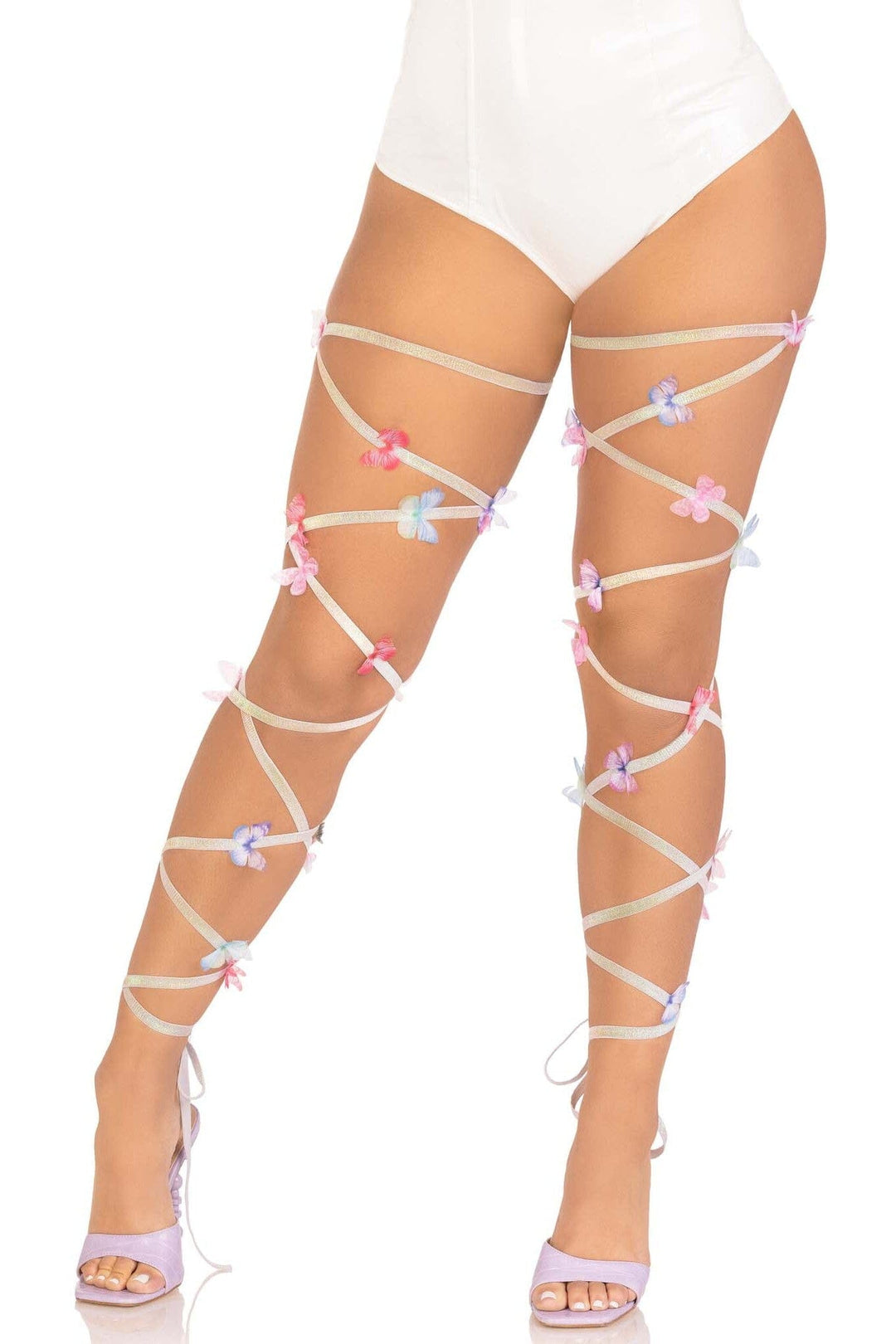 Leg Avenue Iridescent Glitter Butterfly Leg Wraps in Multi  from SexyShoes.com