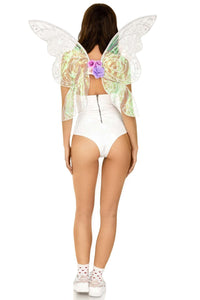 Leg Avenue Iridescent Glitter Fairy Wings With Flower Accent in Multi  from SexyShoes.com