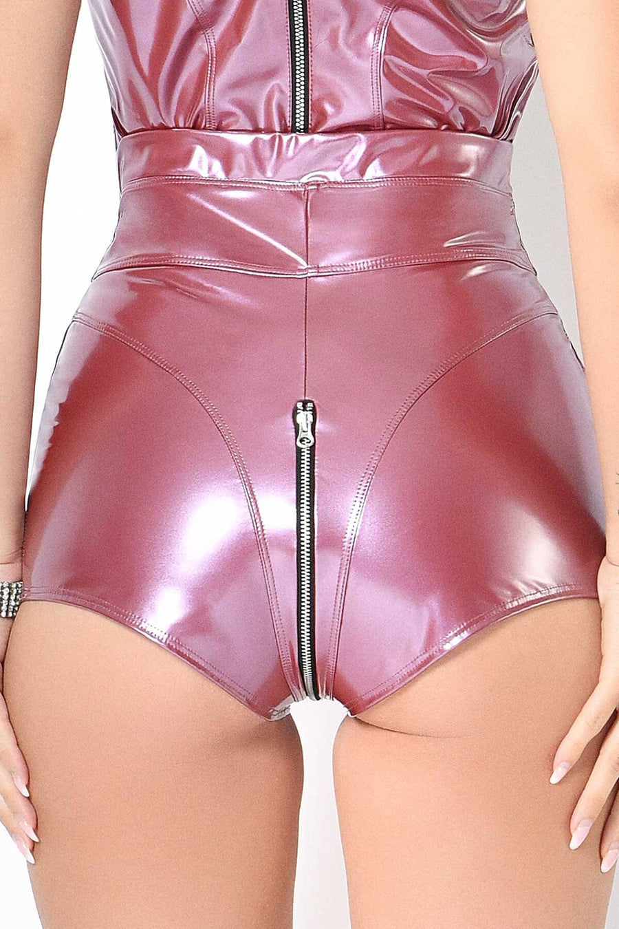 JENNA VINYL ZIPPERED SHORTS