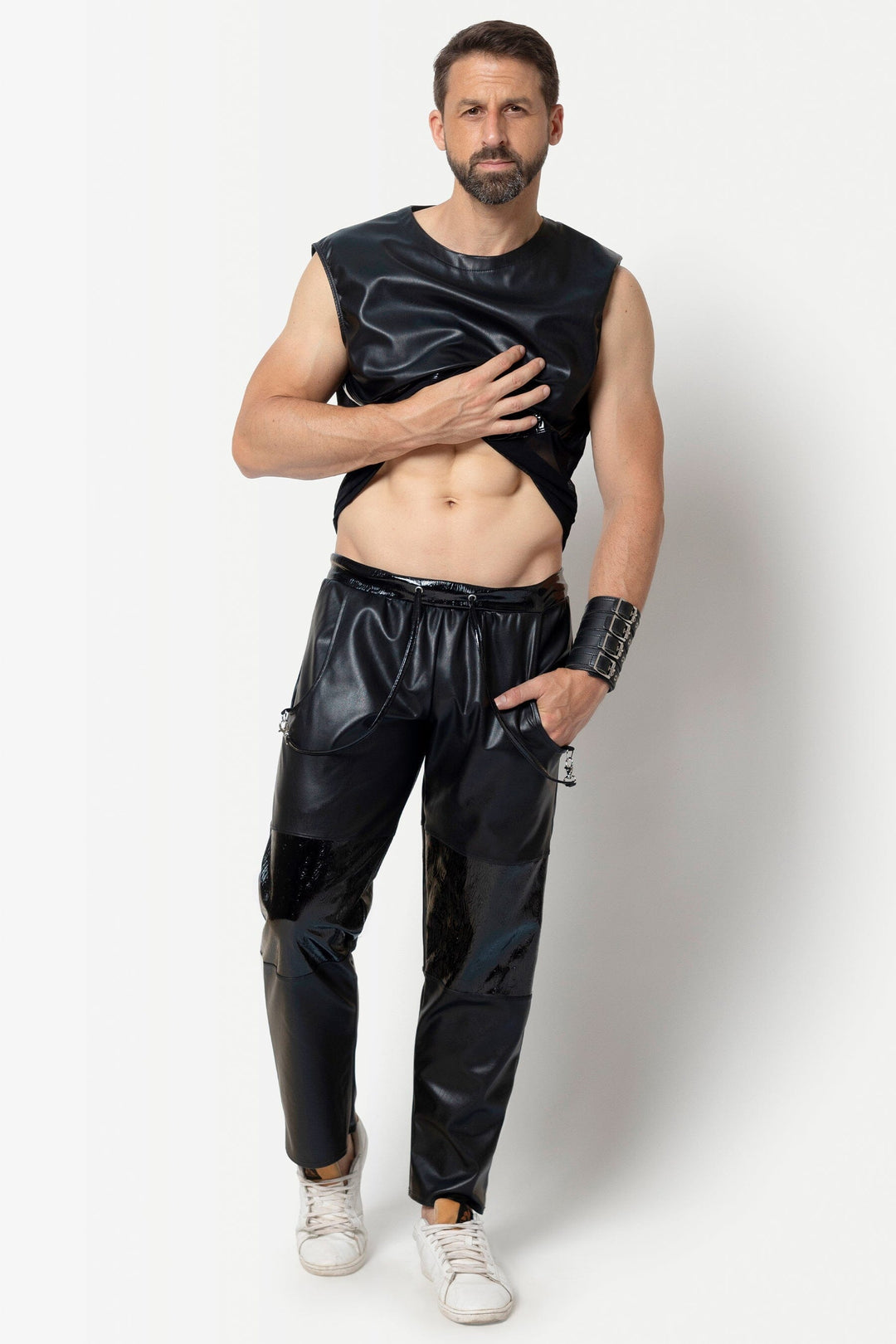 L'HOMME JENSEN Faux Trousers in Black 