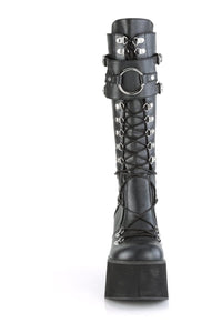 Demonia KERA-200 Black Vegan Leather Knee Boot in Black Vegan Leather