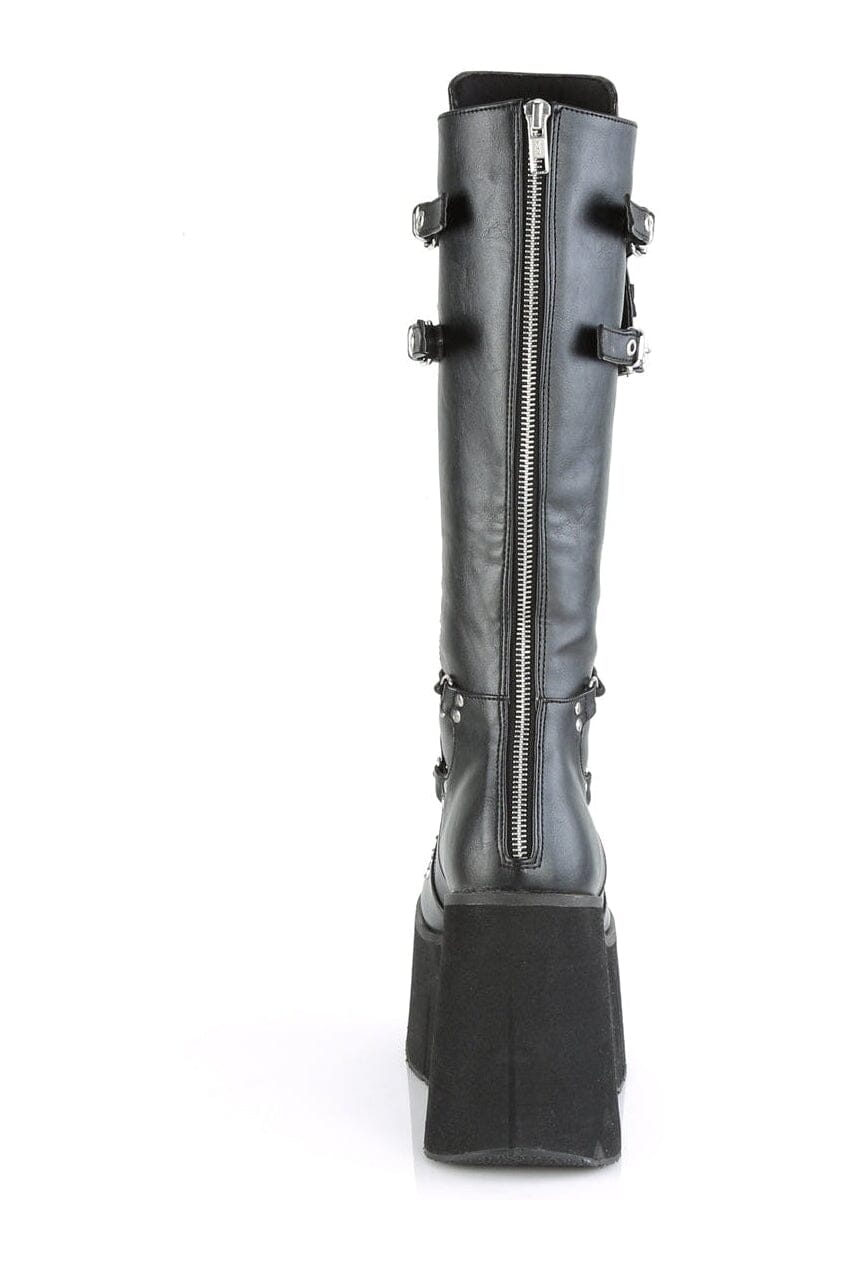 Demonia KERA-200 Black Vegan Leather Knee Boot in Black Vegan Leather