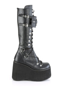 Demonia KERA-200 Black Vegan Leather Knee Boot in Black Vegan Leather