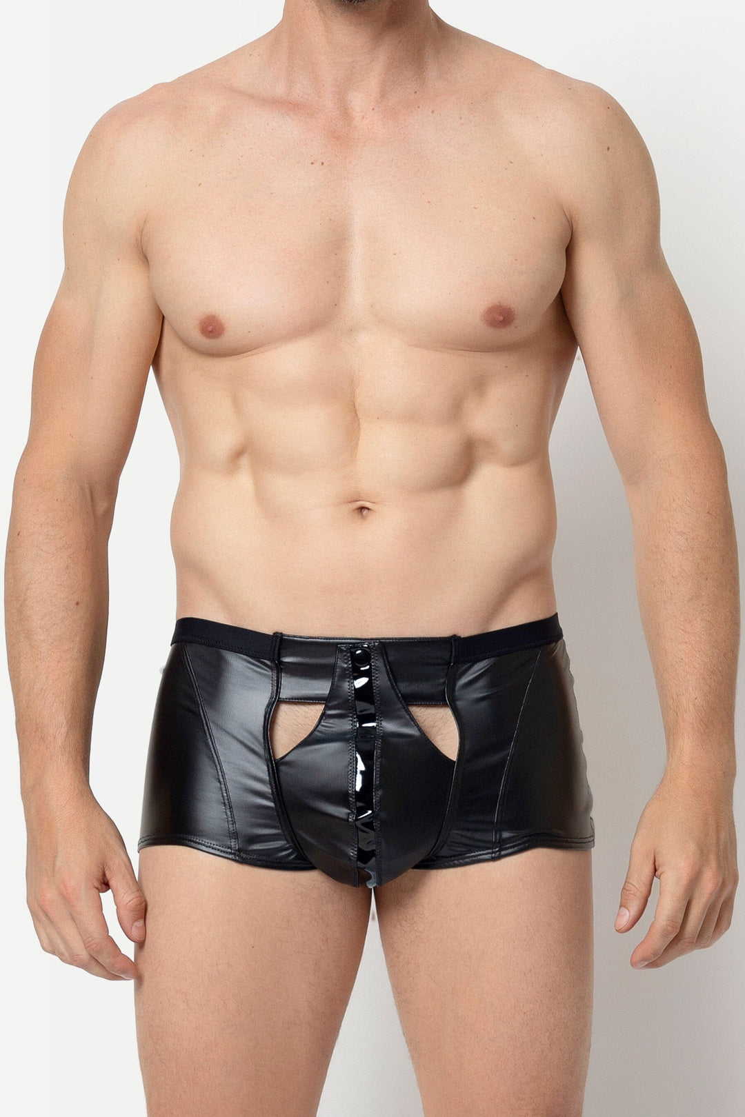 L'HOMME KONAN Wetlook Boxer Trunks in Black  from SexyShoes.com