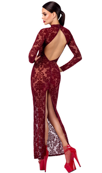 Noir Handmade Kink Royal gown/long dress in Red 
