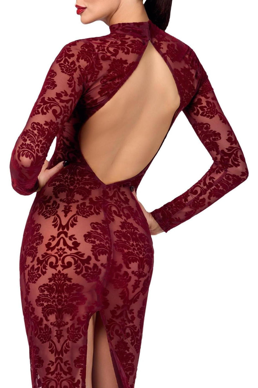 Noir Handmade Kink Royal gown/long dress in Red 