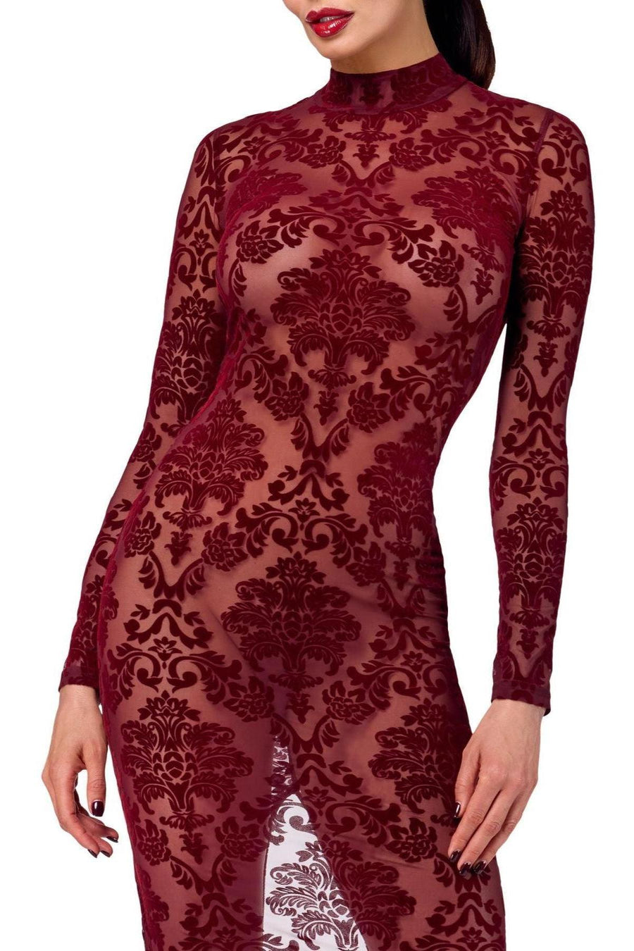 Noir Handmade Kink Royal gown/long dress in Red 