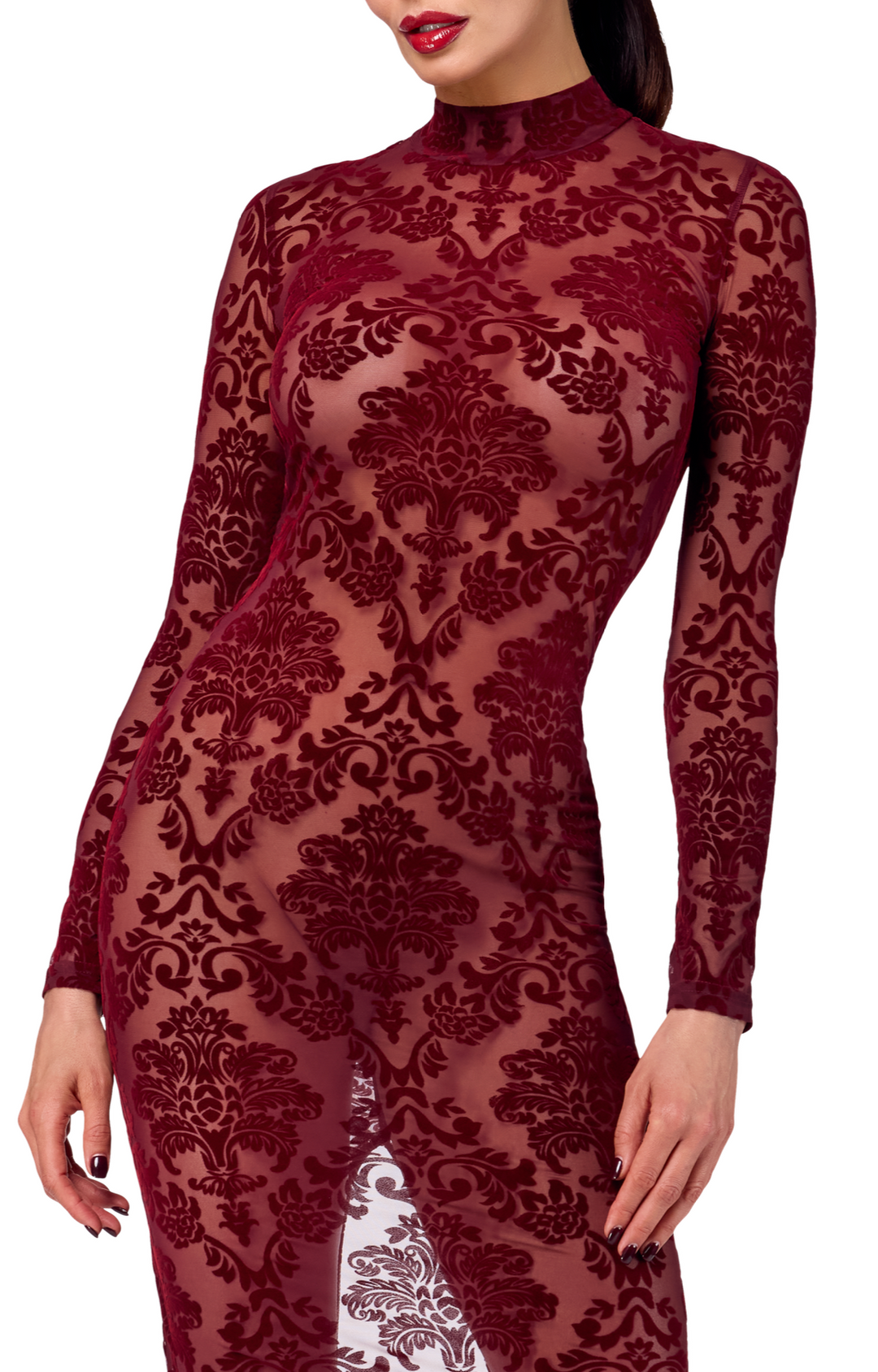 Noir Handmade Kink Royal gown/long dress in Red 