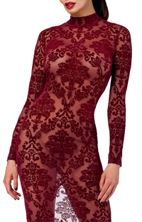 Noir Handmade Kink Royal gown/long dress in Red 