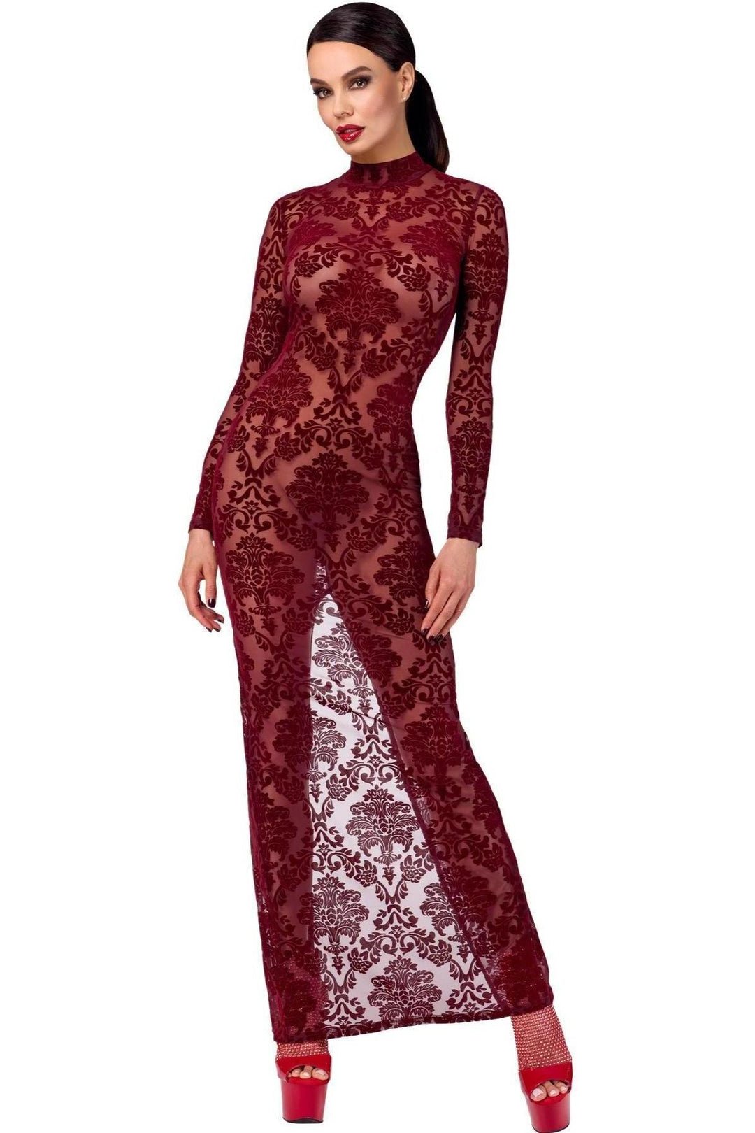 Noir Handmade Kink Royal gown/long dress in Red  from SexyShoes.com