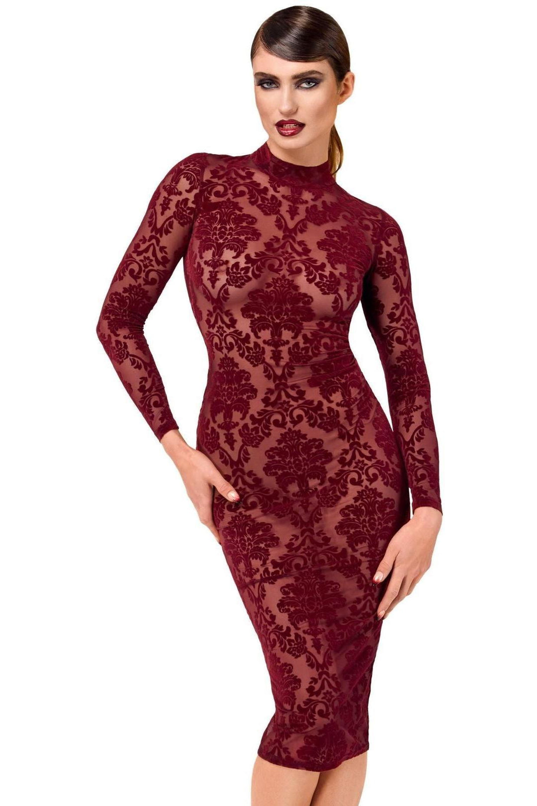 Noir Handmade Kink Royal midi dress in Red  from SexyShoes.com