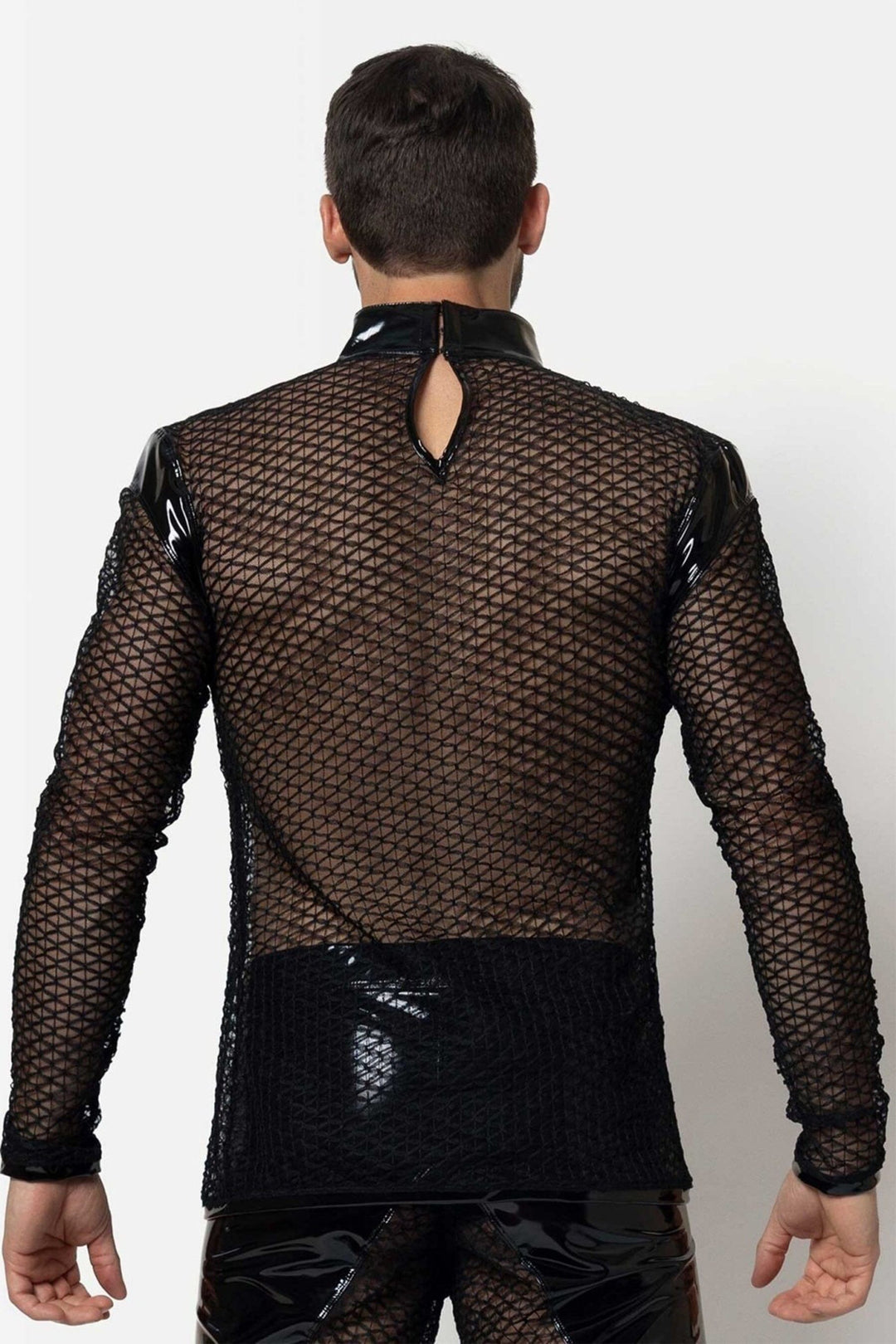 L'HOMME LEIF Mesh Tunic Shirt in Black 
