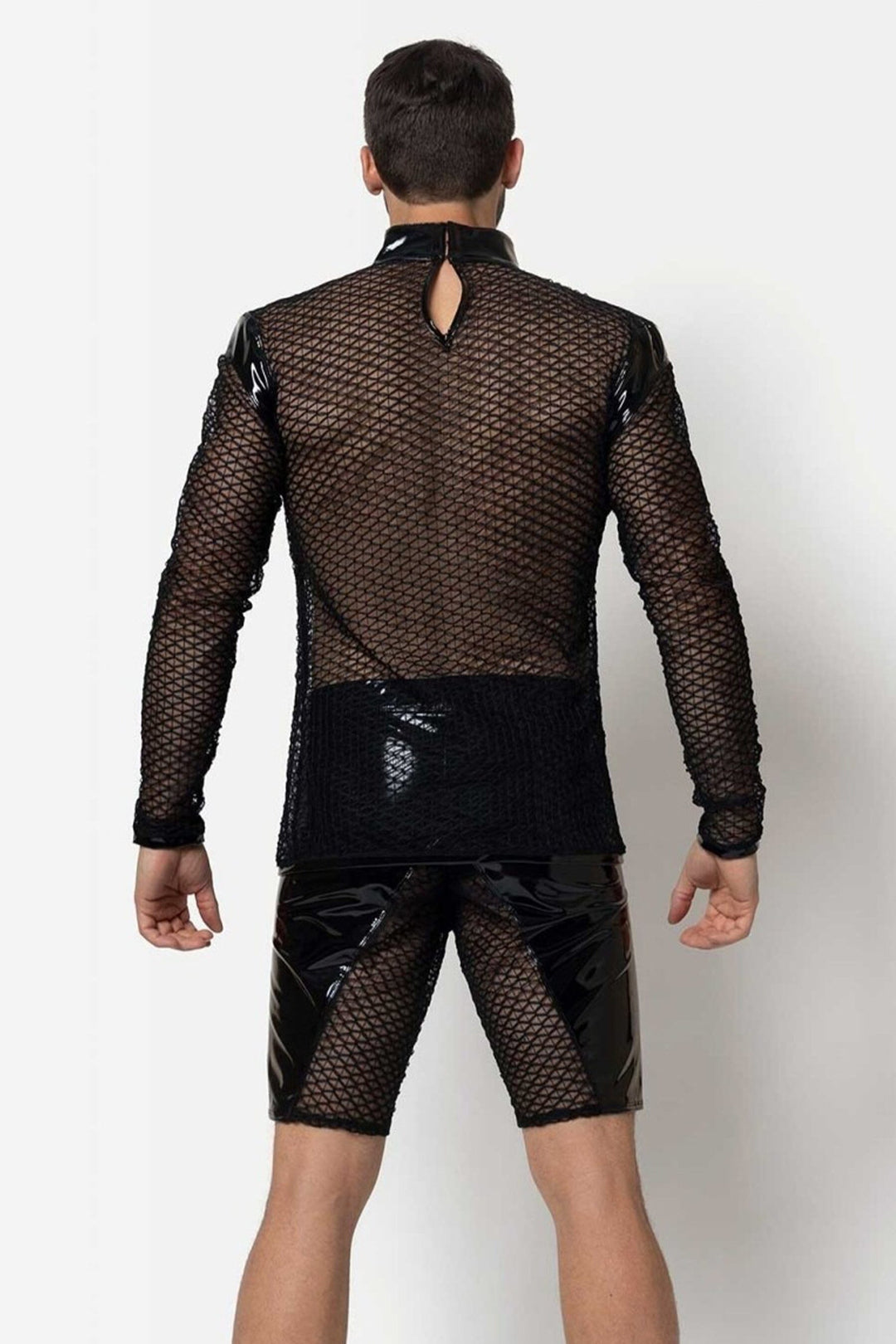 L'HOMME LEIF Mesh Tunic Shirt in Black 