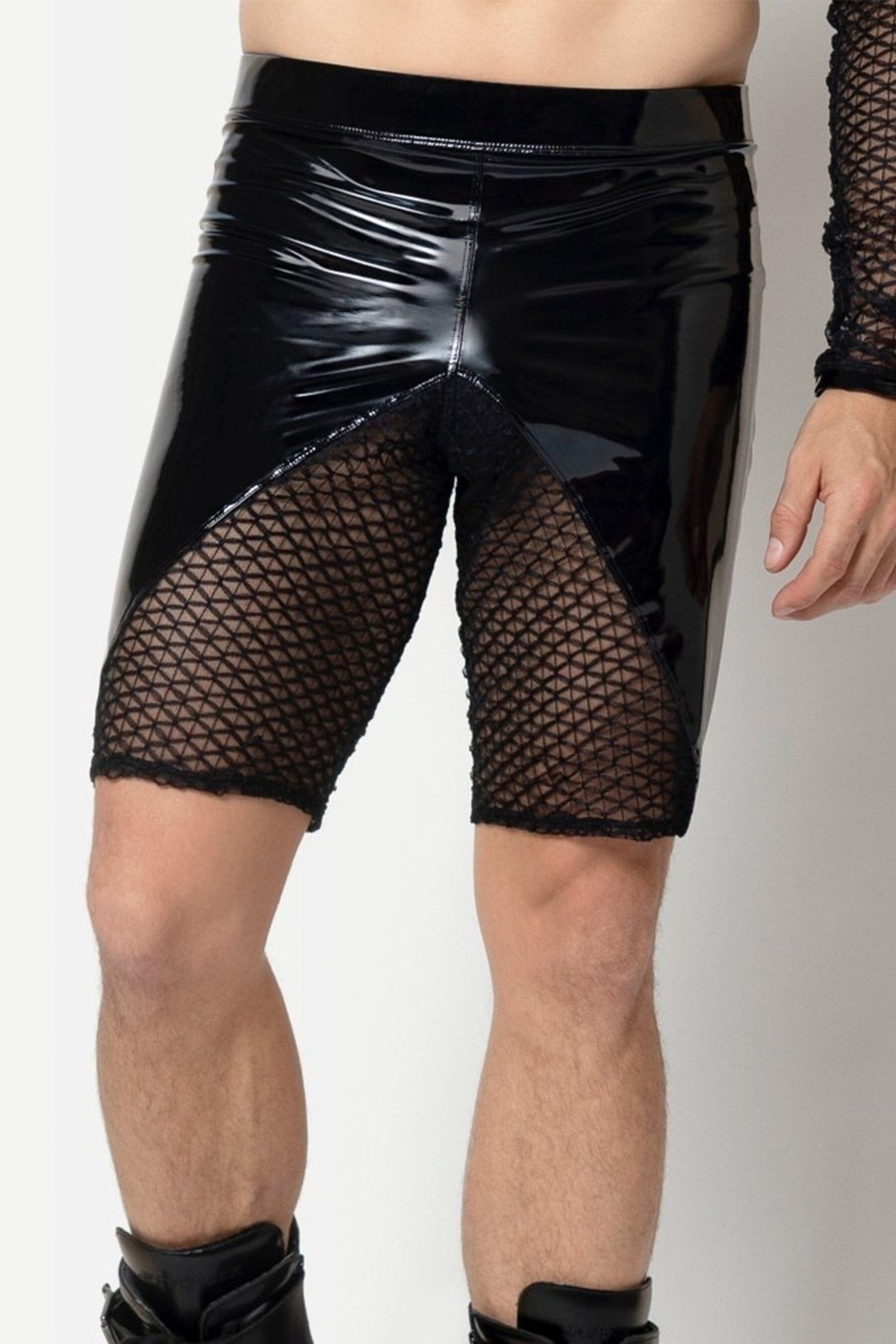 L'HOMME LEIF Vinyl Shorts in Black  from SexyShoes.com