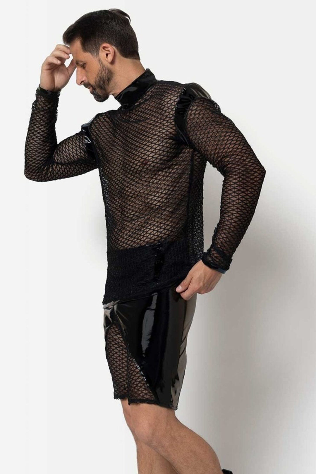 L'HOMME LEIF Vinyl Shorts in Black 