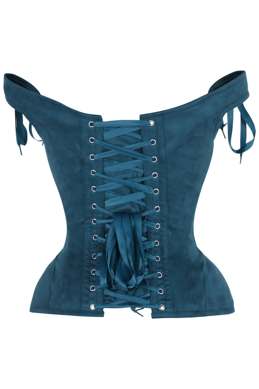 LIMITED EDITION Top Drawer Blue Suede Steel Boned Corset w/Straps