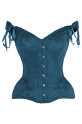 LIMITED EDITION Top Drawer Blue Suede Steel Boned Corset w/Straps