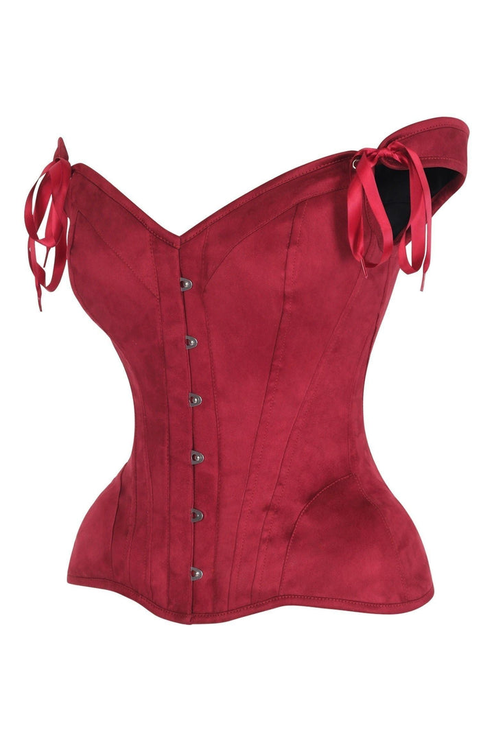 LIMITED EDITION Top Drawer Red Suede Steel Boned Corset w/Straps