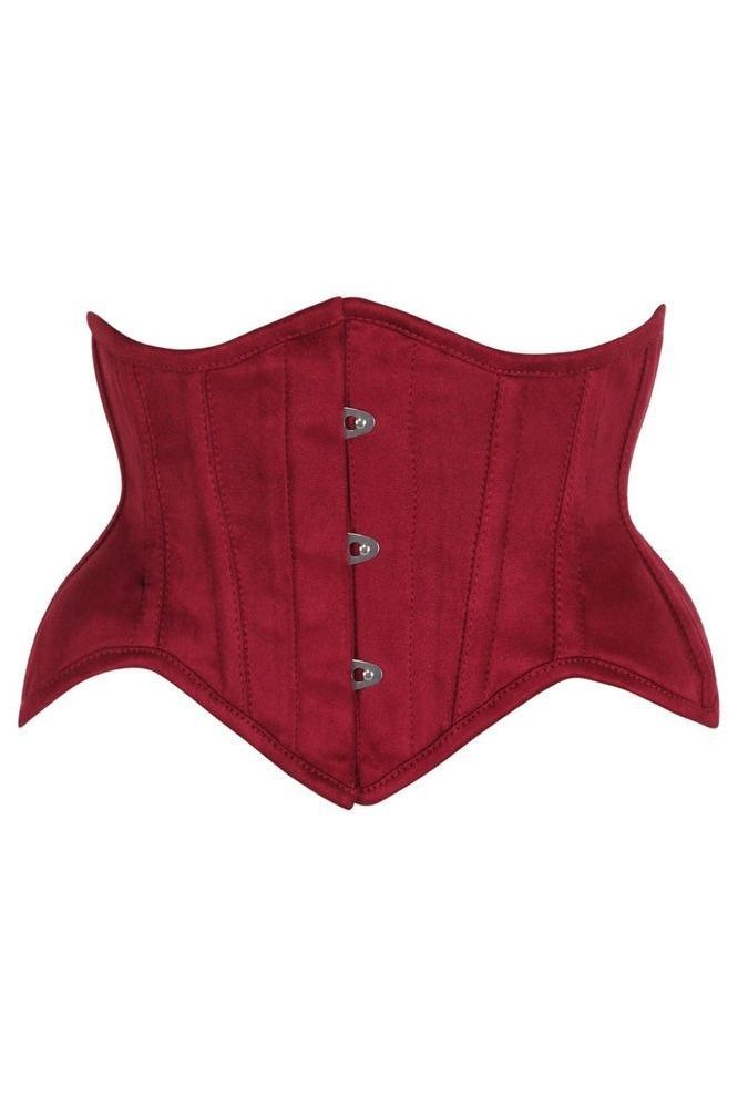 LIMITED EDITION Top Drawer Red Suede Steel Boned Mini Waist Cincher Corset