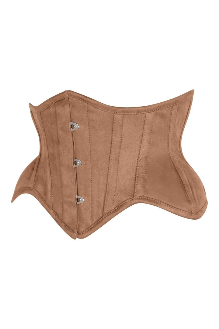 LIMITED EDITION Top Drawer Tan Suede Steel Boned Mini Waist Cincher Corset