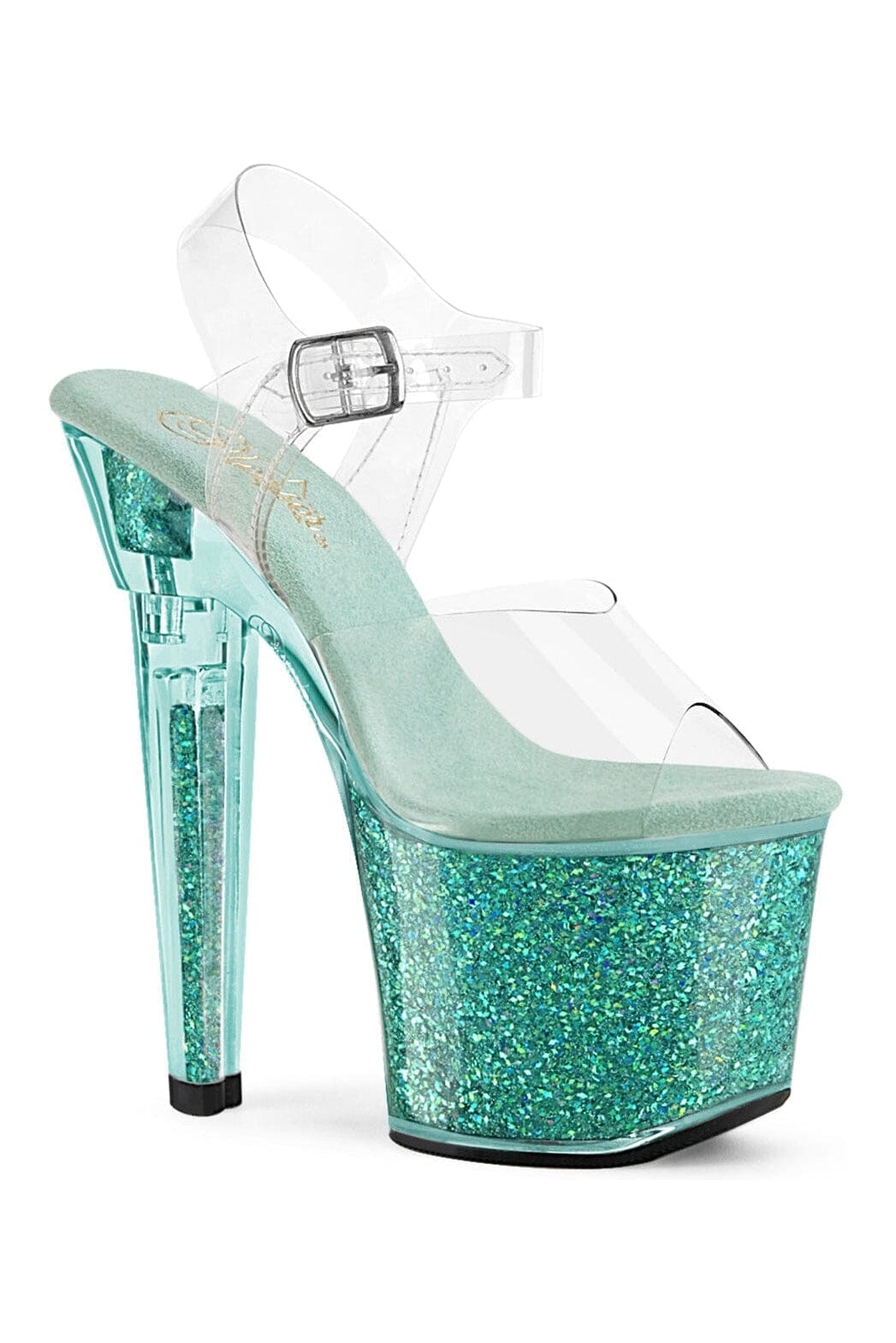 Pleaser LOVESICK-708SG Clear Vinyl Sandal in Clear Vinyl from SexyShoes.com