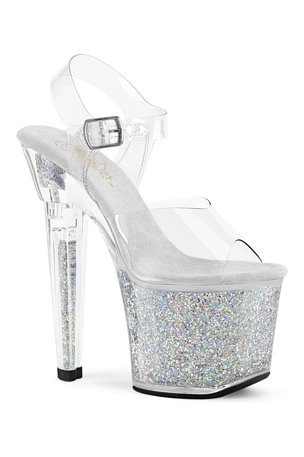 Pleaser LOVESICK-708SG Clear Vinyl Sandal in Clear Vinyl from SexyShoes.com