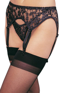 Leg Avenue Lace Garter Belt W/Thong( 6 Pc) in Black  from SexyShoes.com